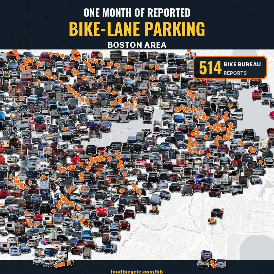 July bike-lane obstruction reports across Boston's Back Bay
